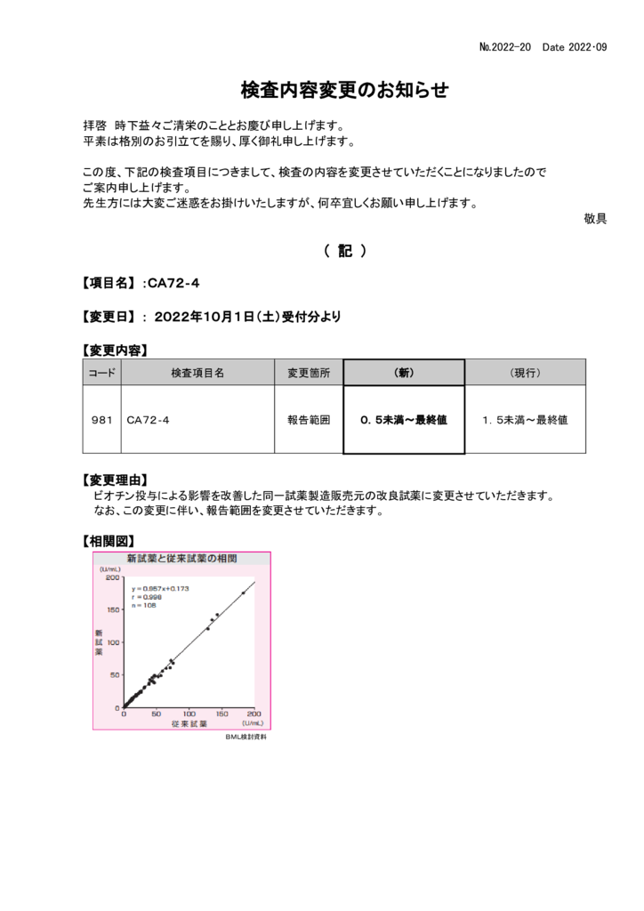 変更 ｃａ７２ ４ 久留米臨床検査センターホームページ